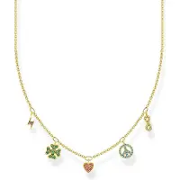 Thomas Sabo Collier Coeur de Paix et Infini en Trèfle Eclair, (Argent sterling 925, Or jaune 750 plaqué or)