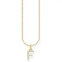 Thomas Sabo Chaîne avec pendentif lettre F doré, (Argent 925, Argent 925)