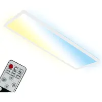 Briloner Leuchten - Plafonnier LED CCT, LED rétroéclairé, ultra plat, variateur, télécommande, blanc chaud, blanc neutre, blanc froid, 580x200x30mm