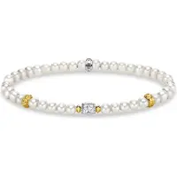 Thomas Sabo Bracelet beige perles avec demi-lune argenté, (15.50 cm, Argent 925, Or jaune, Perles)