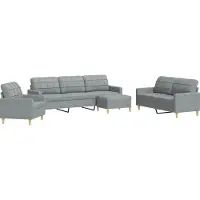 vidaXL Ensemble de canapés 4 pcs avec repose-pied gris clair tissu