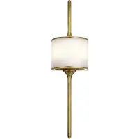 Elstead Lighting Applique murale Mona, laiton naturel et blanc, 2xG9x3,5W, métal, dimensions : 76,2 x 20,4 x 11,7 cm, IP44,