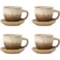 Bloomingville Ensemble tasse et soucoupe Brenta naturel 4 pièces