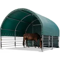 TOOLPORT Tente de pâturage 4x4 m bâche PVC 2300 Newton abri pour chevaux - type de sol : béton - ouvert àl'avant - vert