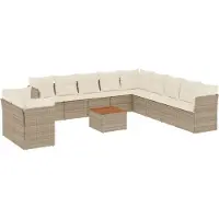 vidaXL Ensemble de 12 canapés de jardin avec coussins Beige Poly Rattan