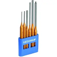 Gedore Jeu de chasse-goupilles avec support PVC, 6 pièces, forme longue, acier/peinture, argent/cuivre