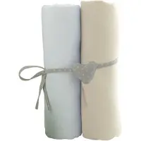 BabyCalin 2 Draps Housse Bébé Blanc Ecru 70 X 140 Cm Jersey 130gr/M²