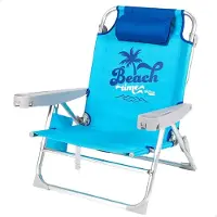 Aktive Low Toe 5 Positions With Cushion And Removable Bag Beach Chair Bleu