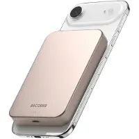 Decoded , batterie externe magnétique ultra-fine 10 000 mAh MagSafe Qi2 en aluminium, rose