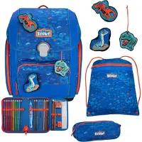 Scout sac d'école Superflash Genius Set 4 pièces Blue Dino bleu