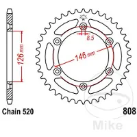 Jt 520 Jtr808.44 Steel Rear Sprocket Argenté 44t