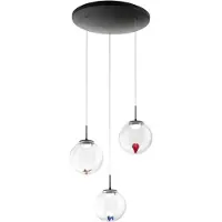 FABAS LUCE Ariel - Suspension Circulaire 3 Lumières Avec Formes - Led 21W Dimmable - Rosace Ronde Transparente D.35Cm