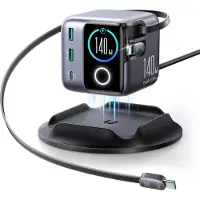 JOYROOM Station de recharge GaN avec 140 W, 3x USB-C PD 3.1 et 2x USB-A QC 3.0, Podix JR-TRD01, avec écran LCD, gris