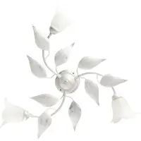 BeLight Plafonnier Olga Fer Blanc, Déco Argent Antique, Verre Albâtre D.14, 3 Lumières D.67 Cm Pour Pièces Raffinées
