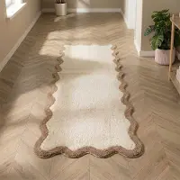 FRAAI Tapis de couloir lavable – Hazy Beige/Crème | 80x180cm | Tapis de couloir | Pile courte