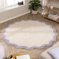 FRAAI Tapis Rond Lavable – Hazy Lilas/Crème | Ø 230cm | Rond | Pile courte