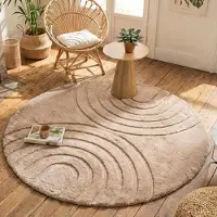 FRAAI Tapis rond à poils longs | Carvy Arches Taupe | Ø 230cm | Taupe | Rond | Tapis