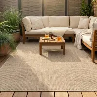 FRAAI Tapis d'extérieur en jute | Fora Melange Naturel | 120x170cm | Crème | Rectangulaire | Tapis d'extérieur
