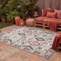 FRAAI Tapis d'extérieur kilim | Lira Diamond | 120x170cm | Multicolore | Rectangulaire | Tapis d'extérieur