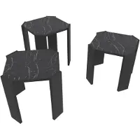 Skye Decor , Lori - Black, Marble, table basse, noir, 100 % MÉLAMINE REVÊTUE DE PANNEAUX, 44,5 x 44,5 x 41 cm