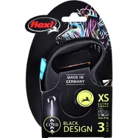 Flexi Laisse automatique Black Design XS Corde 3m Bleu