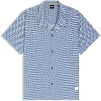 BOSS pour homme. 50535793 Chemise de plage bleue (S), Casuel, Viscose, Manche courte