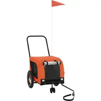 vidaXL Remorque pour vélo Chiens Orange et noir Tissu Oxford & fer