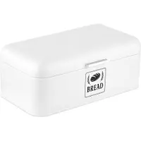 Relaxdays Retro Brotkasten mit Deckel & Griff, Stockage du pain, Blanc, Argent