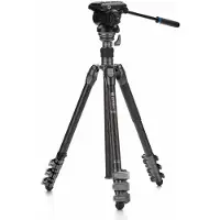 Benro FRHN24CFS4PRO Video Stativ Kit (Carbone), Trépied, Noir, Gris, Argent