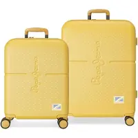 Pepe Jeans Ensemble de valises à roulettes multidirectionnelles avec extension et serrure TSA, Valise, Jaune