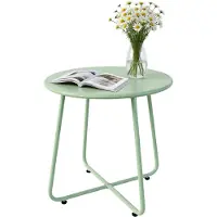 Relaxdays Table d'appoint en métal, H x P : 46 x 44 cm, résistante aux intempéries, table d'intérieur et d'extérieur, table de balcon ronde, verte