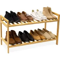 Merkloos Etagère à chaussures empilable - 40x69x27 cm - bambou