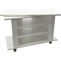 Wohnling Meuble TV bas blanc 78 cm – Meuble hi-fi avec plateau pivotant – Meuble TV sur roulettes – Meuble TV avec compartiments ouverts – Meuble multimédia moderne