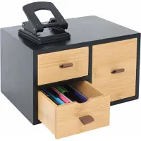 Relaxdays Schubladenbox Bambus mit Schlaufen