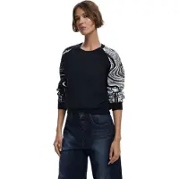 Desigual Femmes, Pull-over, Maglione a Manica Lunga con Scollo Rotondo, Noir, (XS)
