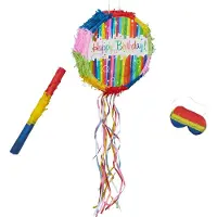 Relaxdays Pinata Set Geburtstag mit Stab und Maske (1 pcs)