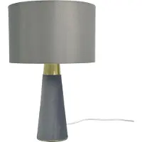 Relaxdays Lampe de table , abat-jour en lin et pied en velours, E27, H x P : 47 x 40 cm, lampe de chevet avec câble, chambre à coucher, gris