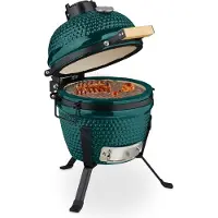Relaxdays Barbecue Kamado , Ø 32 cm, barbecue en céramique avec thermomètre jusqu'à 450 °C, barbecue, grillades, cuisson et cuisson au four, fumoir, vert