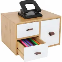 Relaxdays Schubladenbox Bambus mit Schlaufen