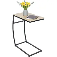 Relaxdays - Beistelltisch in C-Form, Hellbraun/ Schwarz, 58,5 x 47,5 x 25 cm (25 x 47.50 x 58.50 cm)