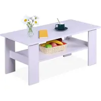 Relaxdays Table basse , dimensions : 43,5 x 100 x 50 cm, table de salon avec tablette inférieure, table basse, table basse moderne, blanche