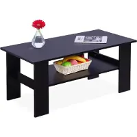 Relaxdays Table basse , dimensions : 43,5 x 100 x 50 cm, table de salon avec tablette inférieure, table basse, table basse moderne, noire