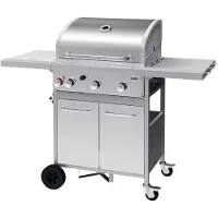 LUND Gril à gaz 12,8 kW, 3+1 brûleurs, acier inoxydable