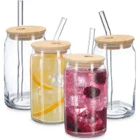Relaxdays 4x Trinkgläser, Verres, Marron, Transparent