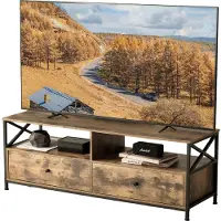 Relaxdays Meuble TV bas , 2 compartiments, 2 tiroirs, meuble TV jusqu'à 55 pouces, L x P x H : 50 x 120 x 40 cm, meuble TV, marron/noir