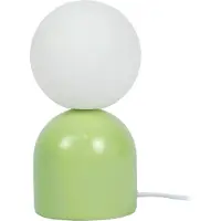 Relaxdays Lampe de table , pied en céramique et abat-jour en verre, G9, H x P : 21 x 11 cm, lampe de chevet avec câble, chambre à coucher, vert/blanc