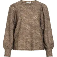 Vila Fina O-neck Top Long Sleeve Blouse Marron M Femme