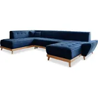 Miuform Dazzling Daisy - Canapé d'angle avec fonction lit et coffre de lit U-FORM GAUCHE - 330x190cm - Bleu marine - Canapé-lit Canapé