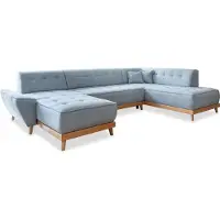 Miuform Dazzling Daisy - Canapé d'angle avec fonction lit et coffre de lit U-FORM DROITE - 330x190cm - Bleu clair - Canapé-lit Canapé