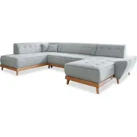 Miuform Dazzling Daisy - Canapé d'angle avec fonction lit et coffre de lit U-FORM GAUCHE - 330x190cm - Gris clair - Canapé-lit Canapé